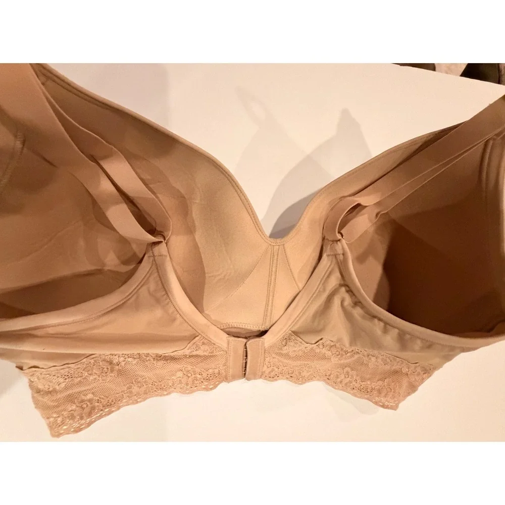 Natori Bliss Perfection Wireless‎ Contour Bra 36DDD Beige Lace 723154